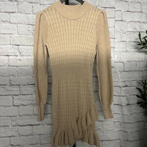 Flat white Tan Cable Knit Sweater dress